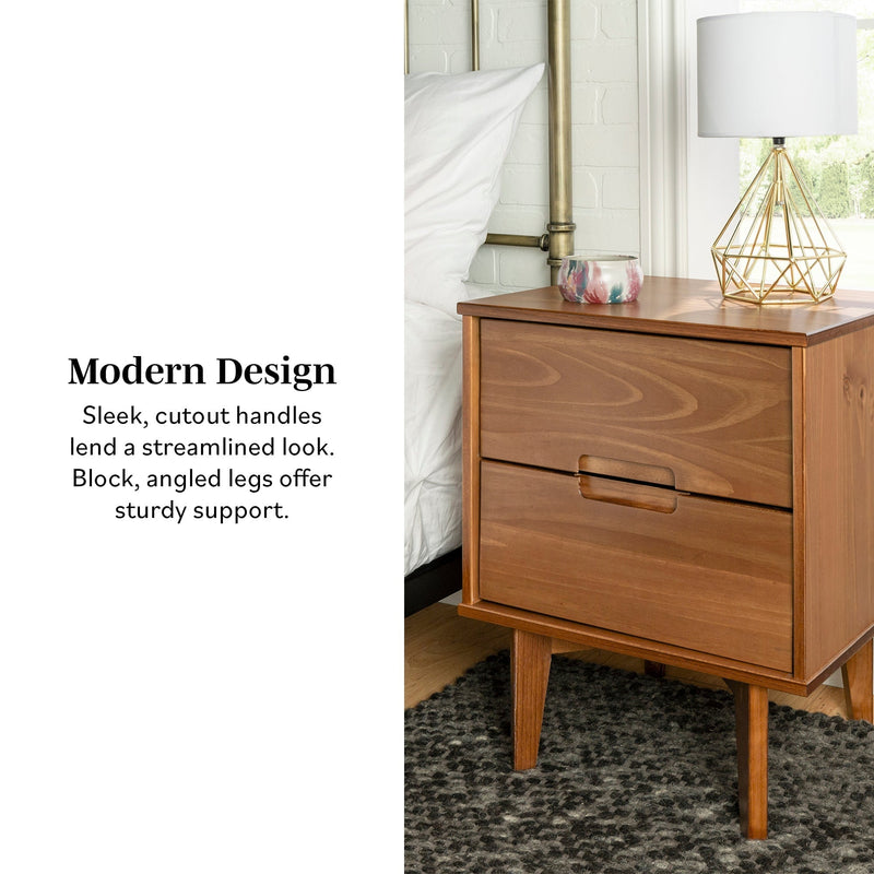 Sloane Mid Century Modern Solid Wood Nightstand Bedroom Walker Edison 
