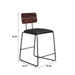 Modern 2-Piece Faux Leather Metal and Wood Counter Stool Set Dining / Kitchen Walker Edison  Thumbnail