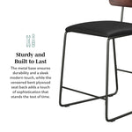 Modern 2-Piece Faux Leather Metal and Wood Counter Stool Set Dining / Kitchen Walker Edison  Thumbnail