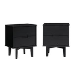 Sloane Mid Century Modern Solid Wood Nightstand Bedroom Walker Edison Nightstand 2PK Black  Thumbnail