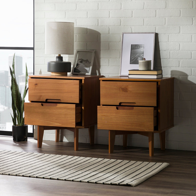 Sloane Mid Century Modern Solid Wood Nightstand Bedroom Walker Edison 