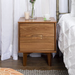 Sloane Mid Century Modern Solid Wood Nightstand Bedroom Walker Edison Nightstand Caramel  Thumbnail