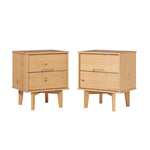 Sloane Mid Century Modern Solid Wood Nightstand Bedroom Walker Edison Nightstand 2PK Natural Pine  Thumbnail