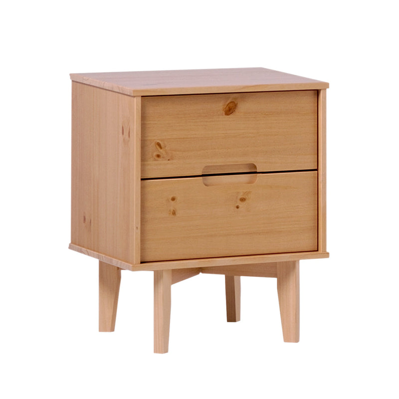 Sloane Mid Century Modern Solid Wood Nightstand Bedroom Walker Edison Nightstand Natural Pine 
