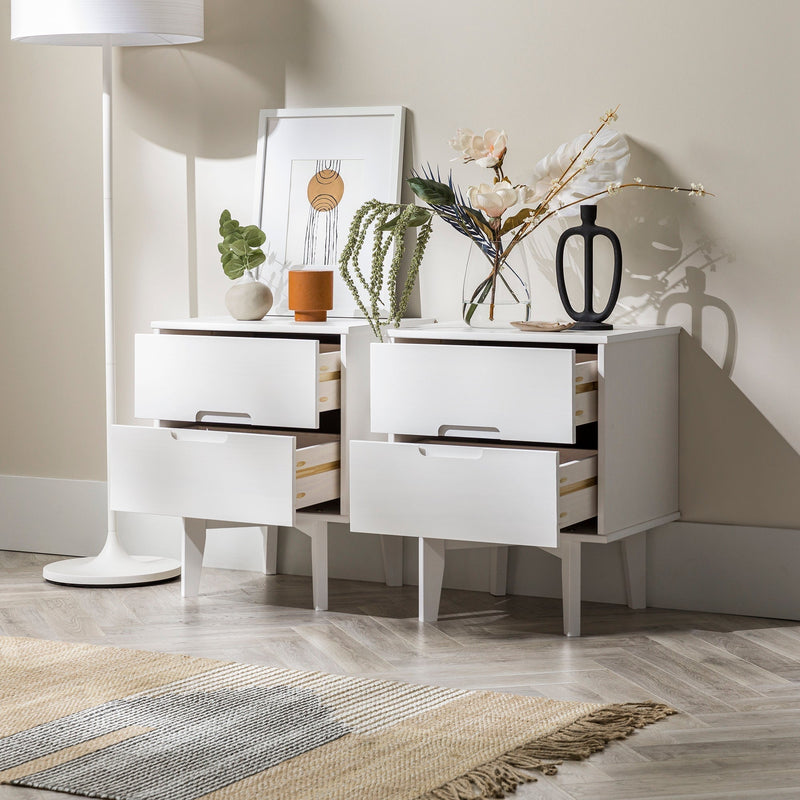 Sloane Mid Century Modern Solid Wood Nightstand Bedroom Walker Edison 
