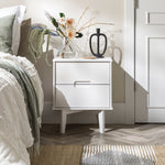 Sloane Mid Century Modern Solid Wood Nightstand Bedroom Walker Edison Nightstand White  Thumbnail