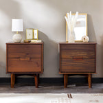 Sloane Mid Century Modern Solid Wood Nightstand Bedroom Walker Edison Nightstand 2PK Walnut  Thumbnail