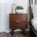 Sloane Mid Century Modern Solid Wood Nightstand Bedroom Walker Edison Nightstand Walnut  Thumbnail