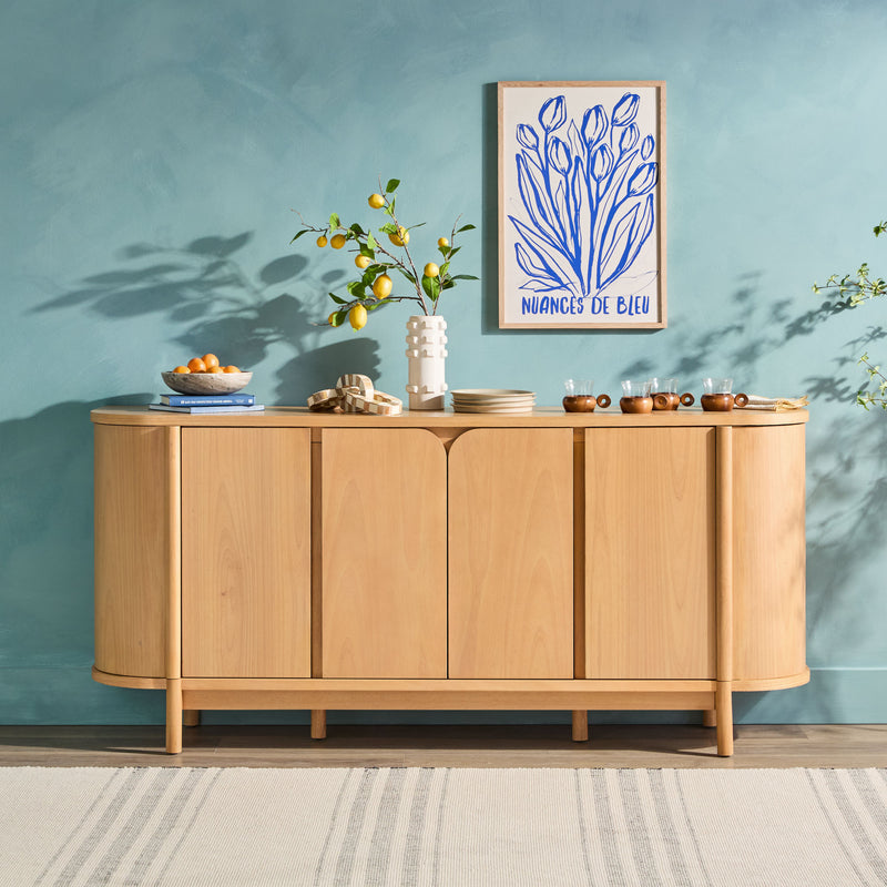 Ezra 70" Modern Curved TV Stand & Sideboard Buffet
