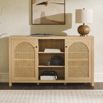 58" 4 Door Sideboard with Arched Rattan Panels Walker Edison  Thumbnail