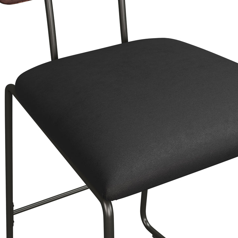 Modern 2-Piece Faux Leather Metal and Wood Counter Stool Set Dining / Kitchen Walker Edison 