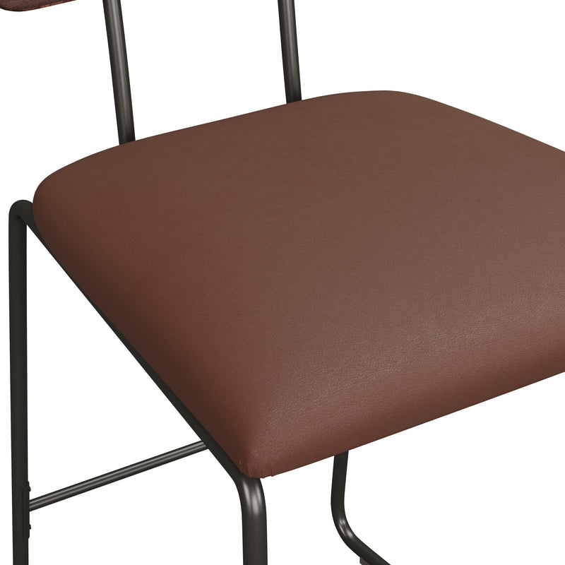 Modern 2-Piece Faux Leather Metal and Wood Counter Stool Set Dining / Kitchen Walker Edison 