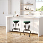 Twyla 2-Piece Glam Swivel-Seat Barstool Set Living Room Walker Edison Emerald  Thumbnail