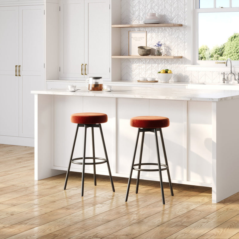 Twyla 2-Piece Glam Swivel-Seat Barstool Set Living Room Walker Edison Rust 