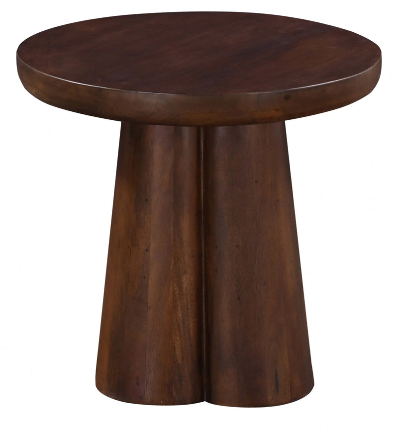 Walker Edison | Wood Round Pedestal Side/End Table, Stylish Living Room Accent Table, Dark Brown