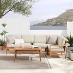 6-Piece Modern Chevron Acacia Outdoor Corner Sectional with Coffee Table Living Room Walker Edison  Thumbnail