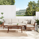 6-Piece Modern Chevron Acacia Outdoor Corner Sectional with Coffee Table Living Room Walker Edison  Thumbnail