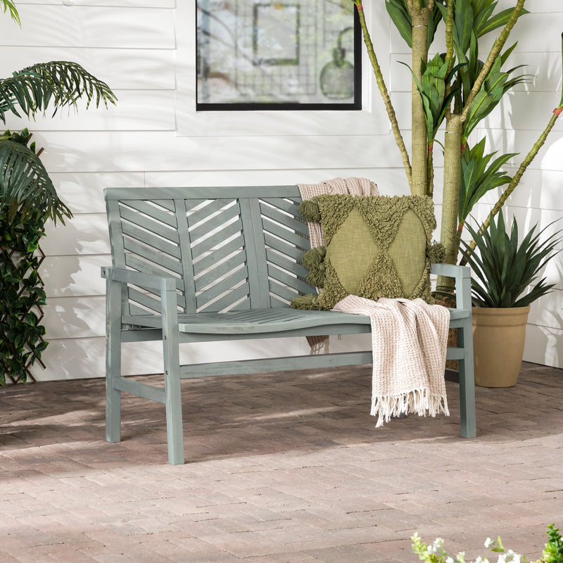 Vincent Patio Wood Loveseat Bench Patio Walker Edison Grey Wash 