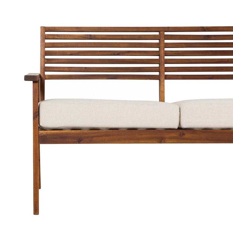 Mid-Century Modern Acacia Outdoor Slat-Back Loveseat Living Room Walker Edison 